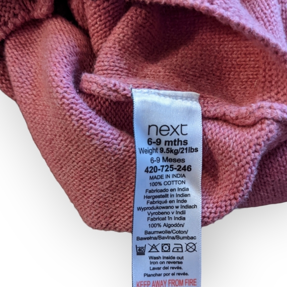 6-9 Months Next UK Baby Girl Pink Button Up Knit Cardigan - Picture 5 of 5